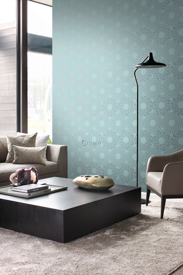 Origin Wallcoverings tapet grafisk form isblått 53 cm x 10,05 m