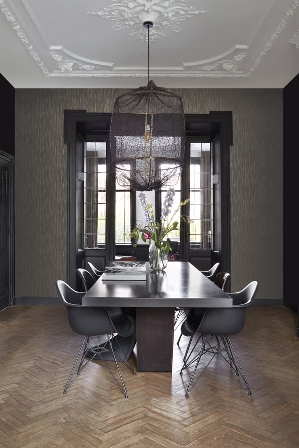 Origin Wallcoverings tapet smala ränder brunt och guldglänsande 53 cm x 10,05 m