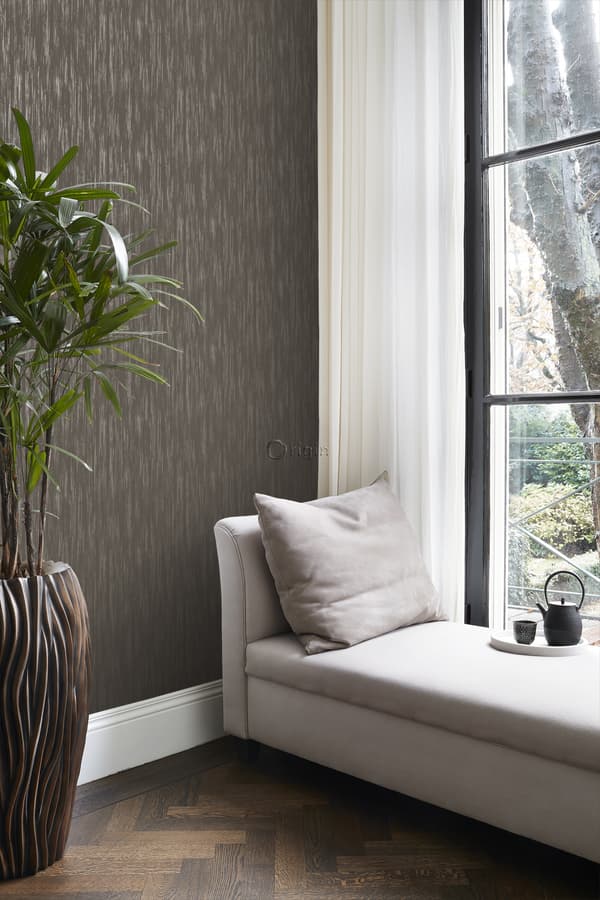 Origin Wallcoverings tapet smala ränder brunt och guldglänsande 53 cm x 10,05 m