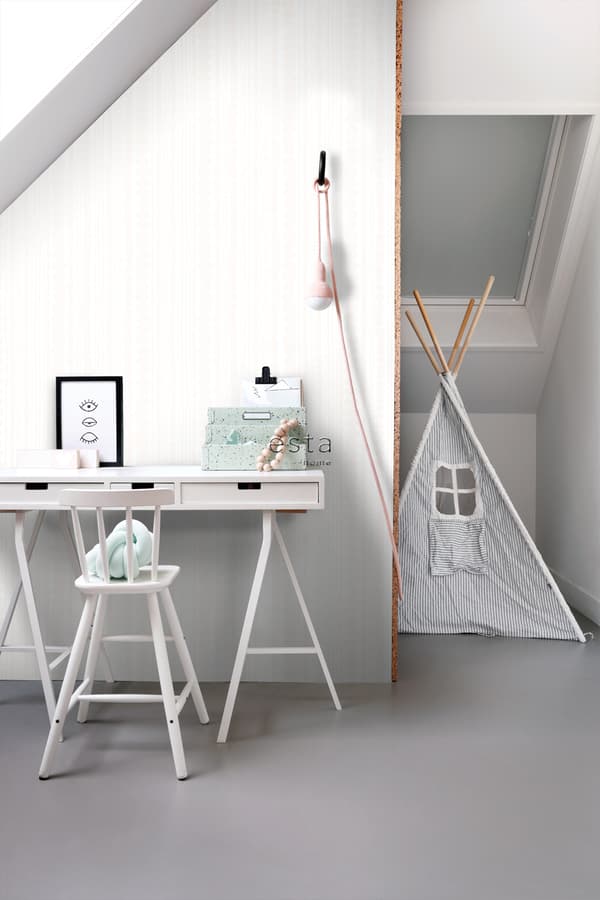 ESTAhome tapet pärlor vitt och glänsande silver 0,53 x 10,05 m