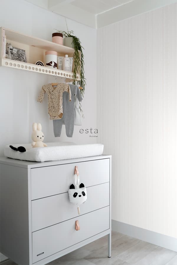 ESTAhome tapet pärlor vitt och glänsande silver 0,53 x 10,05 m