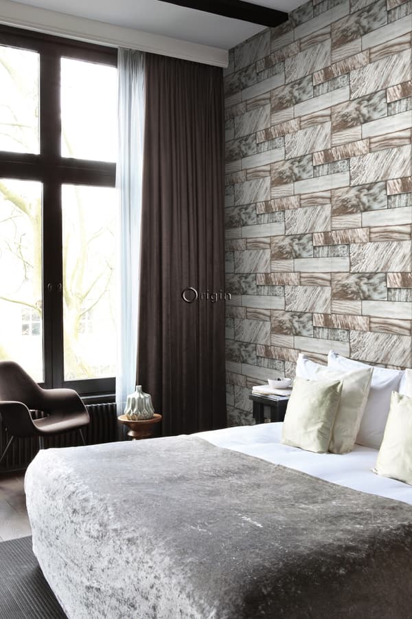 Origin Wallcoverings tapet marmorstenar ljusbrunt 53 cm x 10,05 m