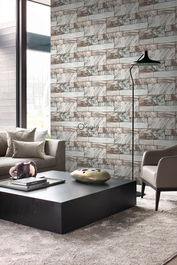 Origin Wallcoverings tapet marmorstenar ljusbrunt 53 cm x 10,05 m