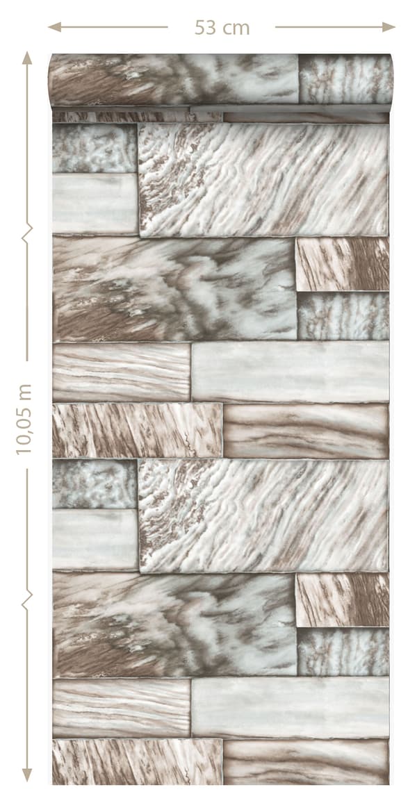 Origin Wallcoverings tapet marmorstenar ljusbrunt 53 cm x 10,05 m