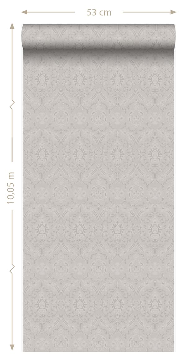 Origin Wallcoverings tapet ornament mullvadsgrått 53 cm x 10,05 m