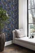 Miniatyrbild 4 av 7: Origin Wallcoverings tapet kelim-lapptäcke mullvadsgrått och blått 53 cm x 10,05 m