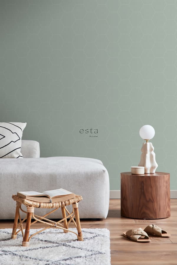 ESTAhome tapet sekskant celadon grønt 0,53 x 10,05 m