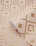 Miniatyrbild 7 av 8: ESTAhome tapet romb persikofärgat och glänsande kopparbrunt 0,53 x 10,05 m
