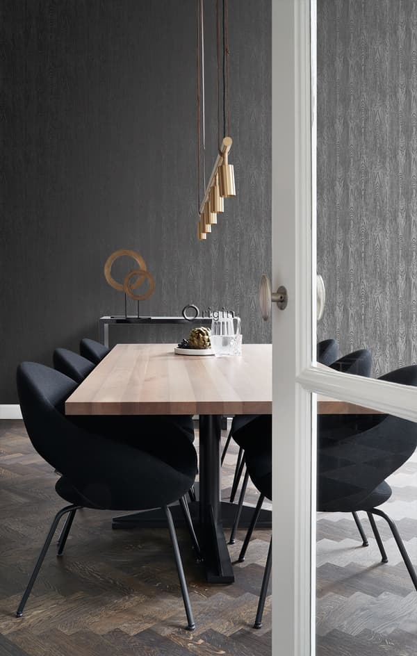 Origin Wallcoverings tapet træplanker med årer sort 53 cm x 10,05 m