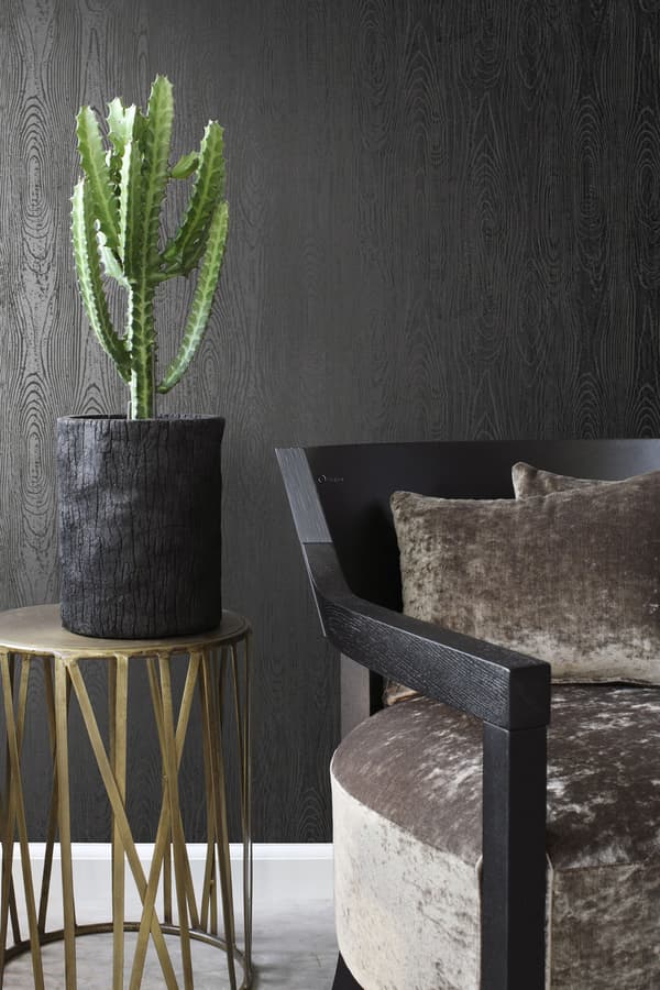 Origin Wallcoverings tapet træplanker med årer sort 53 cm x 10,05 m