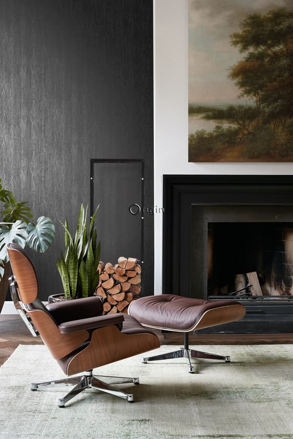 Origin Wallcoverings tapet træplanker med årer sort 53 cm x 10,05 m
