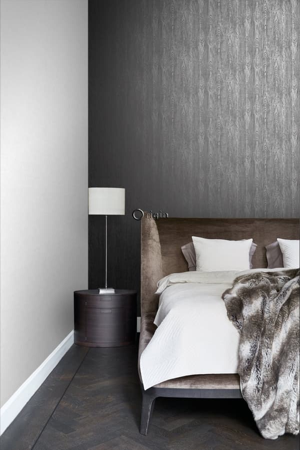 Origin Wallcoverings tapet træplanker med årer sort 53 cm x 10,05 m
