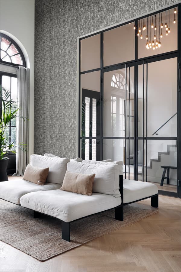 Origin Wallcoverings tapet gamla metalltryckta bokstäver mörkgrått 53 cm x 10,05 m