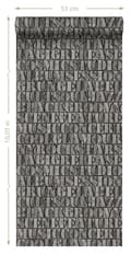 Miniatyrbild 8 av 8: Origin Wallcoverings tapet gamla metalltryckta bokstäver mörkgrått 53 cm x 10,05 m