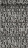 Miniatyrbild 1 av 8: Origin Wallcoverings tapet gamla metalltryckta bokstäver mörkgrått 53 cm x 10,05 m