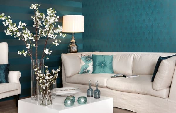 Origin Wallcoverings tapet ränder bensinblått 53 cm x 10,05 m