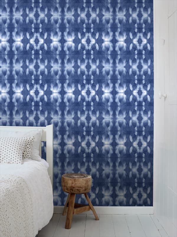 ESTAhome tapet shibori batik-mönster indigoblått 53 cm x 10,05 m