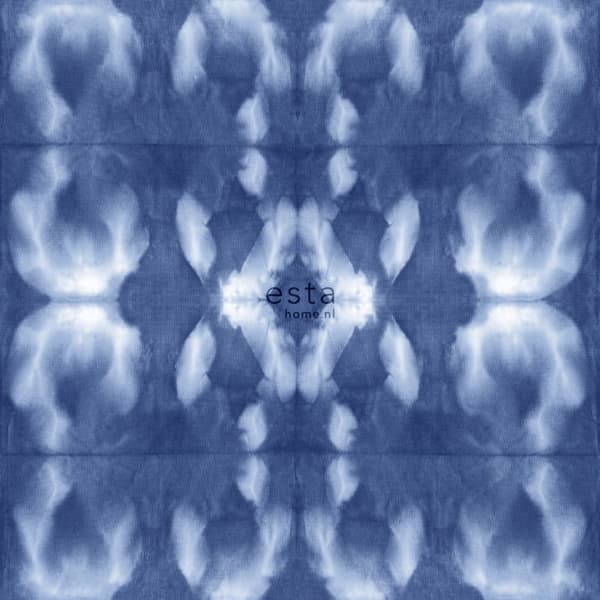 ESTAhome tapet shibori batik-mönster indigoblått 53 cm x 10,05 m