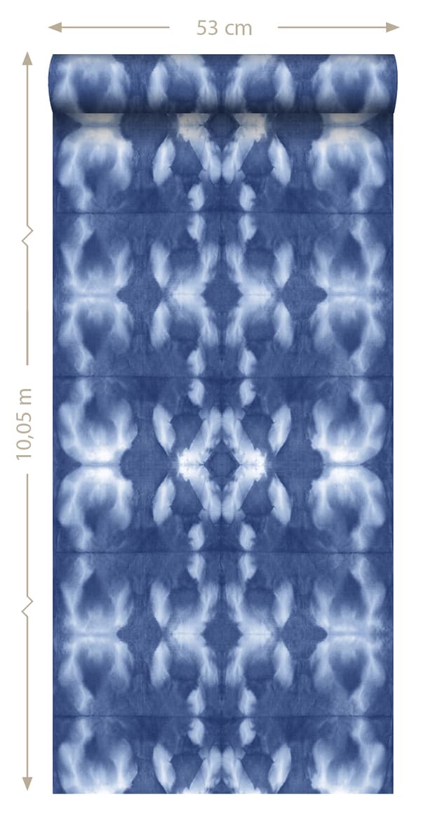 ESTAhome tapet shibori batik-mönster indigoblått 53 cm x 10,05 m
