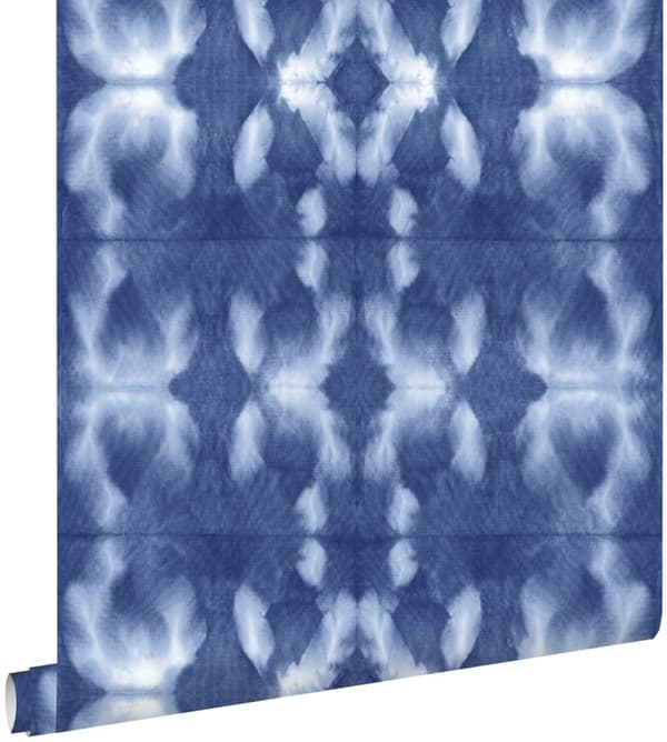 ESTAhome tapet shibori batik-mönster indigoblått 53 cm x 10,05 m