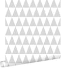 Miniatyrbillede 1 af 8: ESTAhome tapet grafiske geometriske trekanter varmt lysegråt og mathvidt 53 cm x 10,05 m