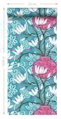 Miniatyrbild 7 av 7: Origin Wallcoverings tapet magnolia turkost och rosa 53 cm x 10,05 m