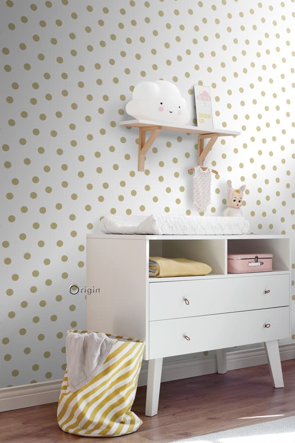Origin Wallcoverings tapet prickar vitt och guld 0,53 x 10,05 m