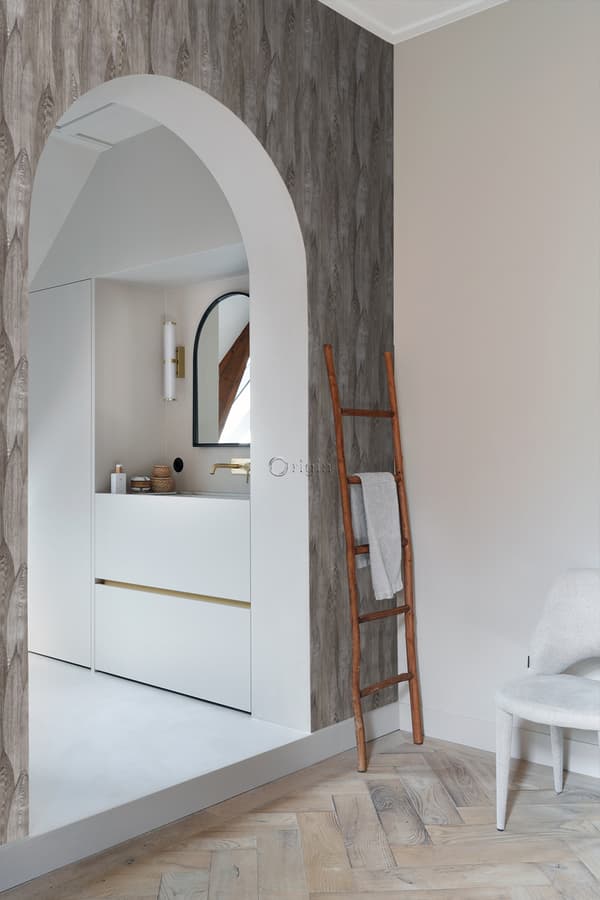 Origin Wallcoverings tapet blade mørkt mudvarpegråt 53 cm x 10,05 m