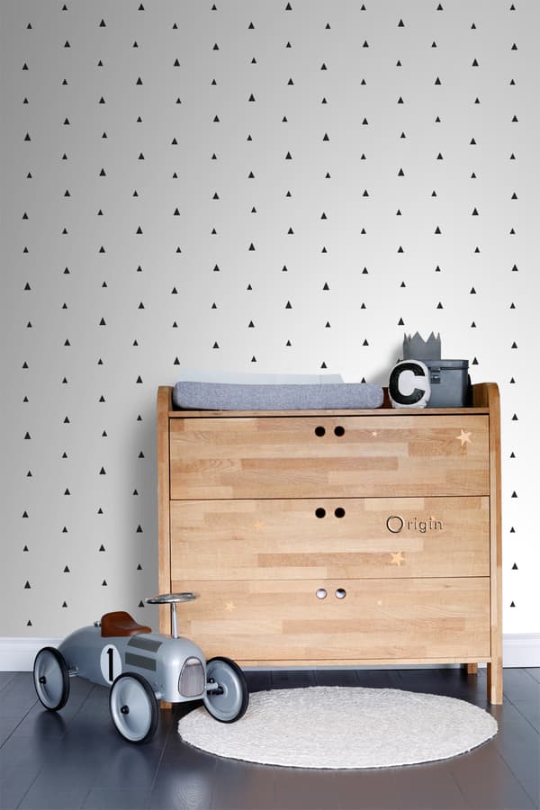 Origin Wallcoverings tapet grafiske trekanter sort og hvidt 0,53 x 10,05 m