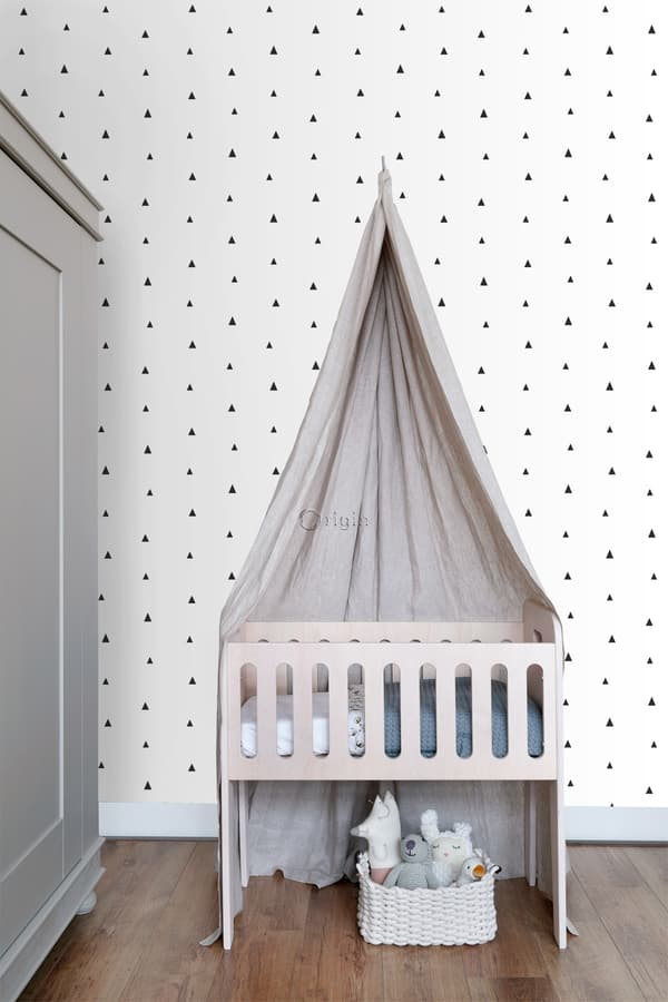 Origin Wallcoverings tapet grafiske trekanter sort og hvidt 0,53 x 10,05 m