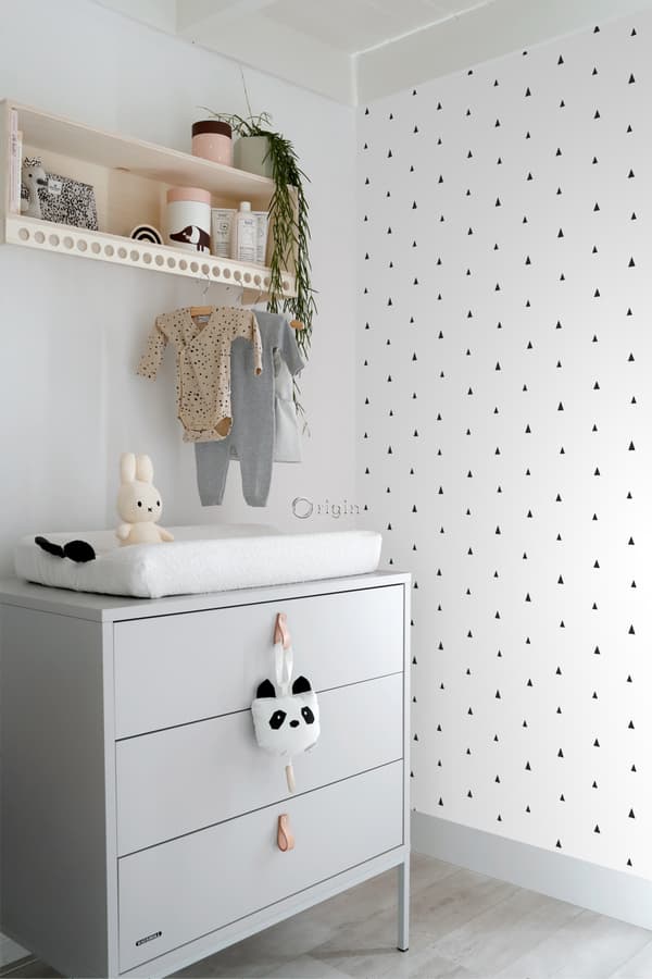 Origin Wallcoverings tapet grafiske trekanter sort og hvidt 0,53 x 10,05 m