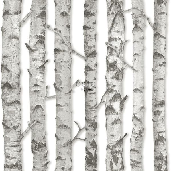 ESTAhome tapet björkstammar varm ljusgrått 53 cm x 10,05 m