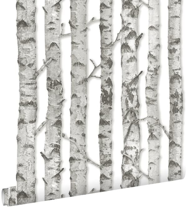 ESTAhome tapet björkstammar varm ljusgrått 53 cm x 10,05 m