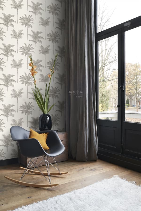 ESTAhome tapet palmer ljusbeige - 139163 - 0,53 x 10,05 m