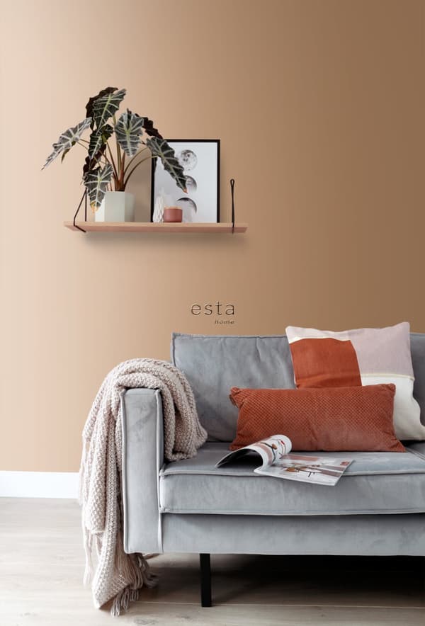 ESTAhome tapet ensfarvet skinnende kobberbrunt 0,53 x 10,05 m