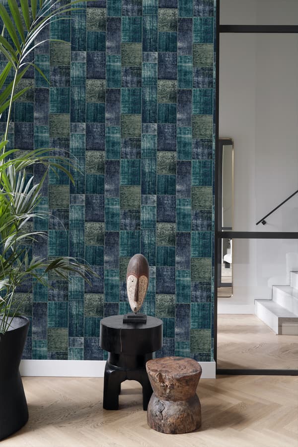 Origin Wallcoverings tapet kelim-kludetæppe smaragdgrønt 53 cm x 10,05 m