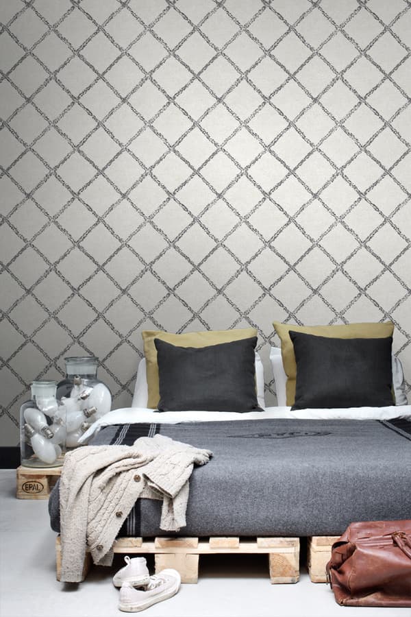 ESTAhome tapet orientalsk berbertæppe sort og mathvidt 53 cm x 10,05 m