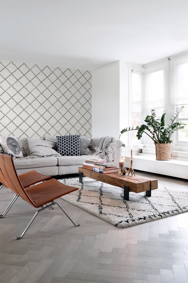 ESTAhome tapet orientalsk berbertæppe sort og mathvidt 53 cm x 10,05 m