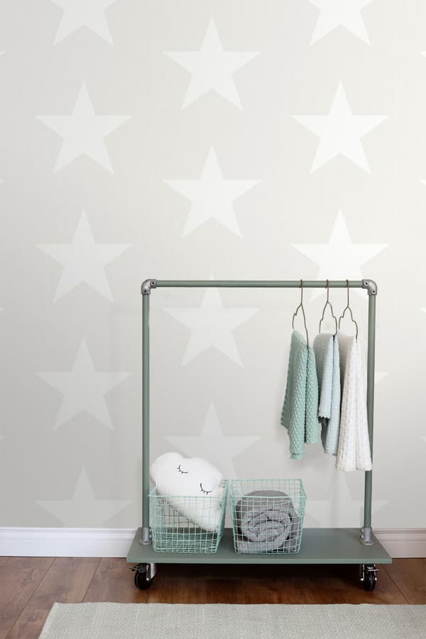 ESTAhome tapet stjerner på jeansstof beige 0,53 x 10,05 m
