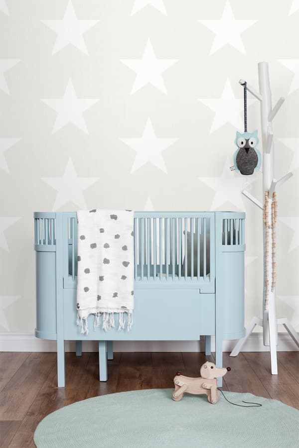 ESTAhome tapet stjerner på jeansstof beige 0,53 x 10,05 m