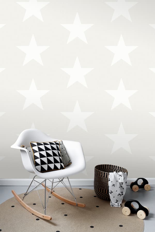ESTAhome tapet stjerner på jeansstof beige 0,53 x 10,05 m