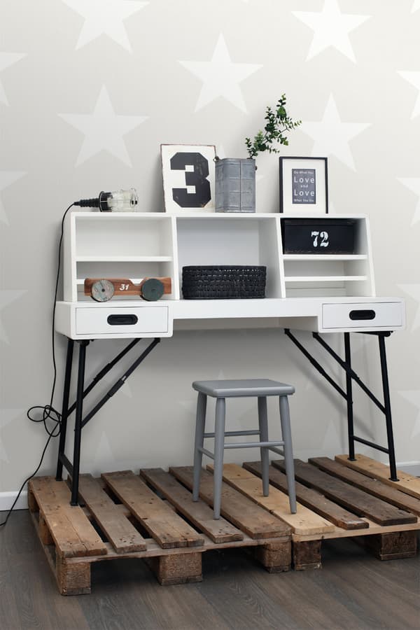 ESTAhome tapet stjerner på jeansstof beige 0,53 x 10,05 m