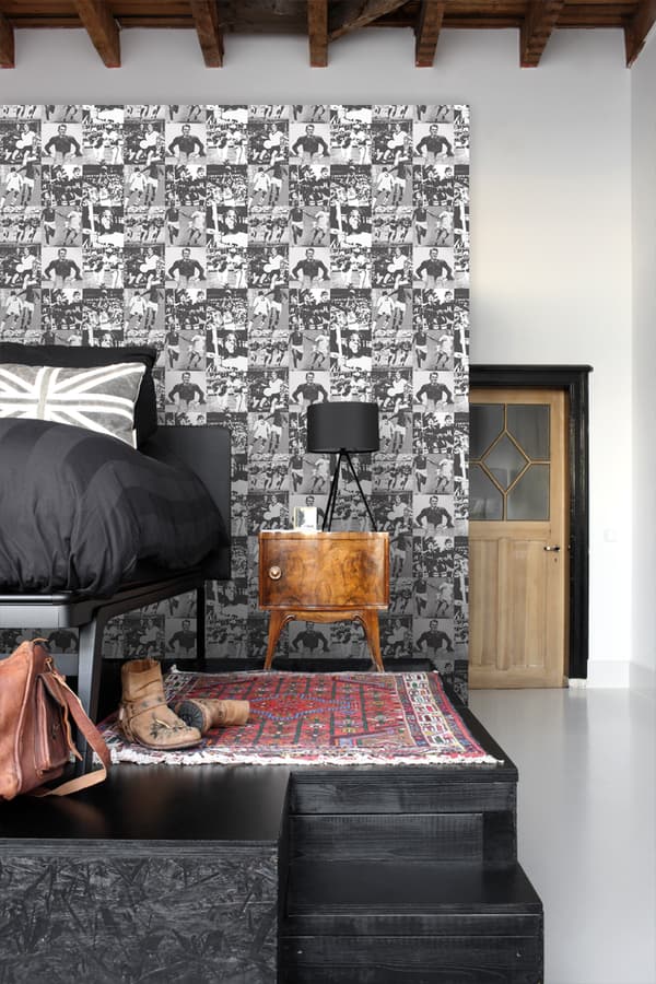 ESTAhome tapet sporthjältar svart och vitt 53 cm x 10,05 m