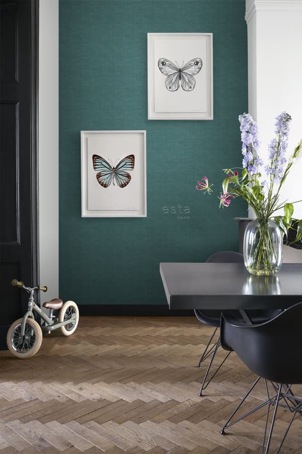 ESTAhome tapet linnedstruktur benzinblåt 53 cm x 10,05 m