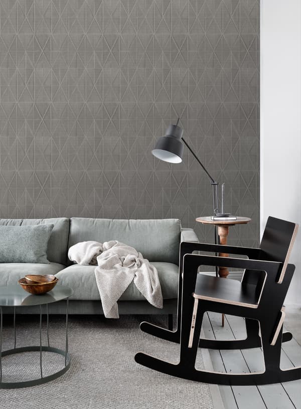 ESTAhome tapet origamimotiv mörkgrått 0,53 x 10,05 m
