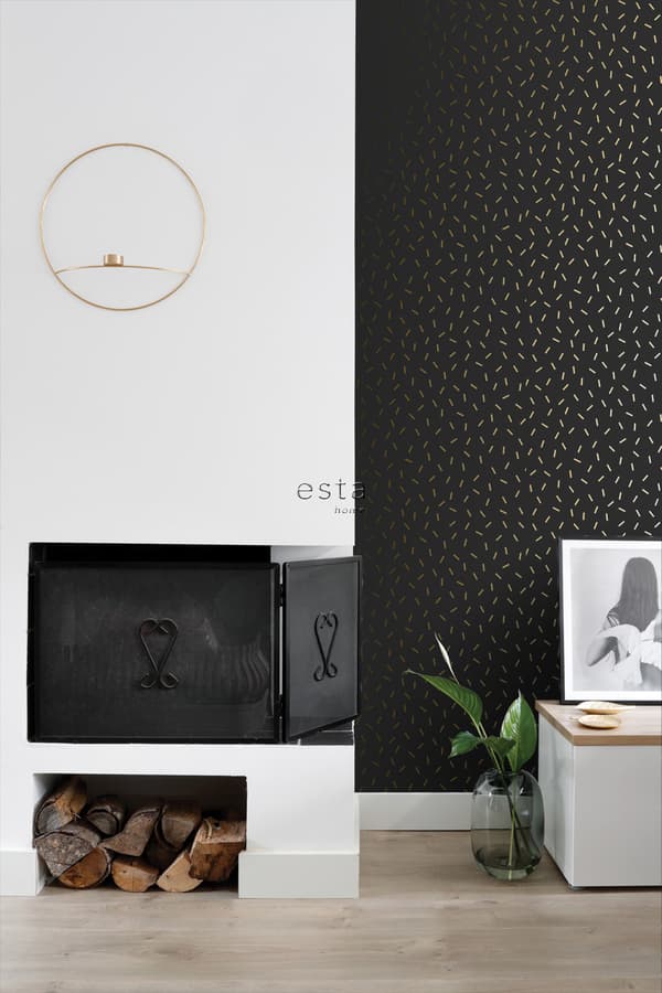 ESTAhome tapet grafiskt motiv svart och guld 0,53 x 10,05 m