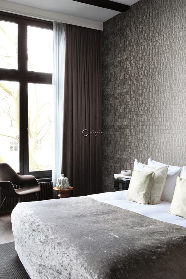 Origin Wallcoverings tapet gamla metalltryckta bokstäver rostbrunt 53 cm x 10,05 m