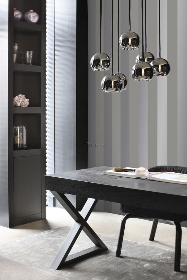 Origin Wallcoverings tapet striber gråt og skinnende sølv 53 cm x 10,05 m