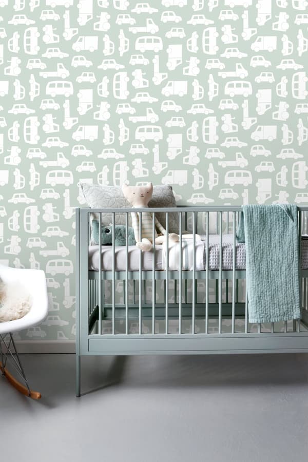 ESTAhome tapet bilar mintgrönt 0,53 x 10,05 m