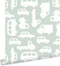 Miniatyrbild 1 av 8: ESTAhome tapet bilar mintgrönt 0,53 x 10,05 m